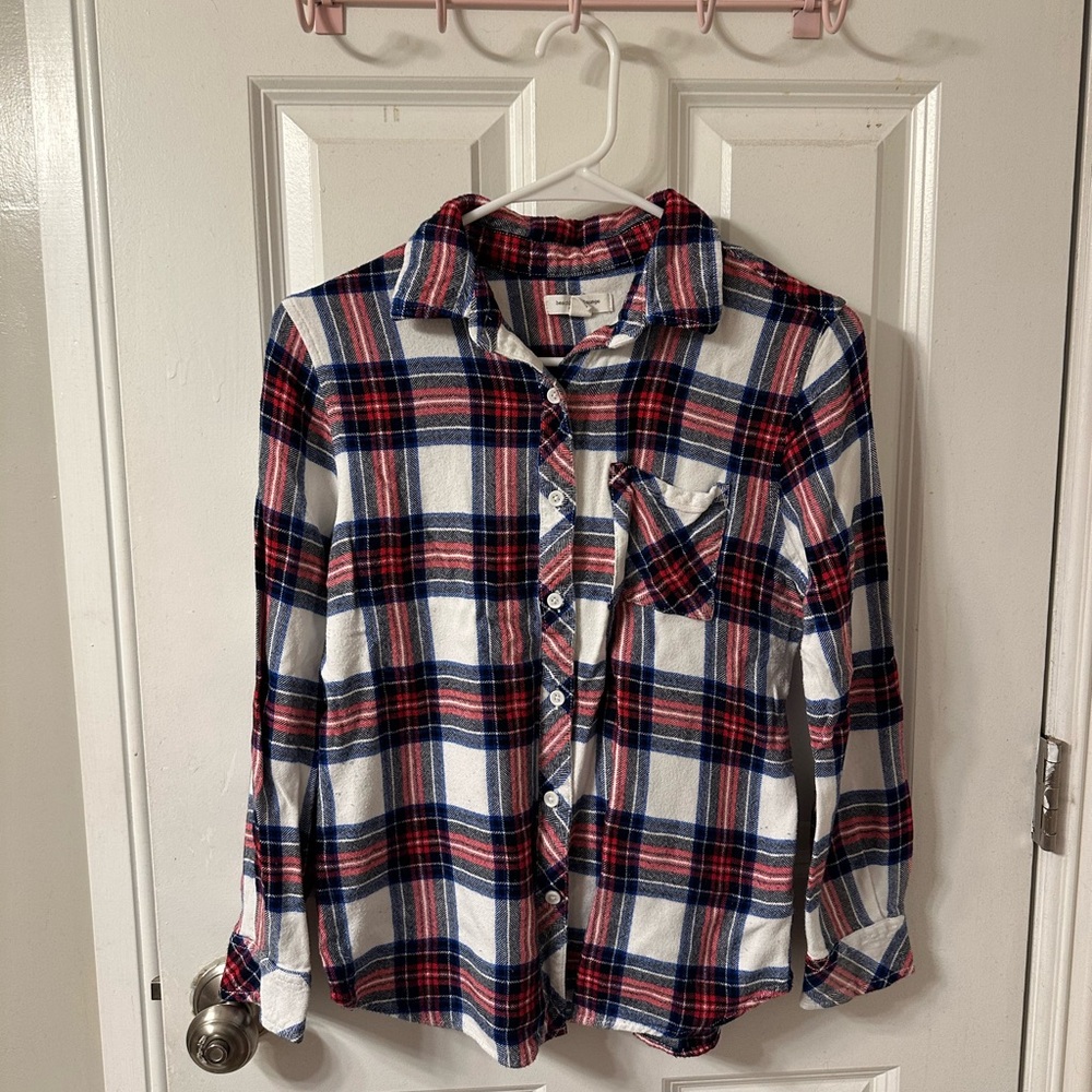 Size small red white and blue plaid shirt
